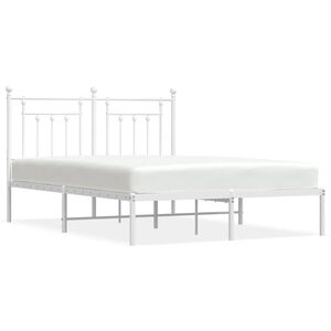vidaXL Metal Bed Frame without Mattress with Headboard White 150x200cm