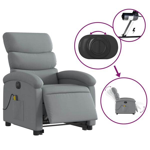 vidaXL Electric Stand up Massage Recliner Chair Light Grey Fabric