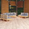 vidaXL 7 Piece Garden Lounge Set with Grey Cushions Solid Pinewood