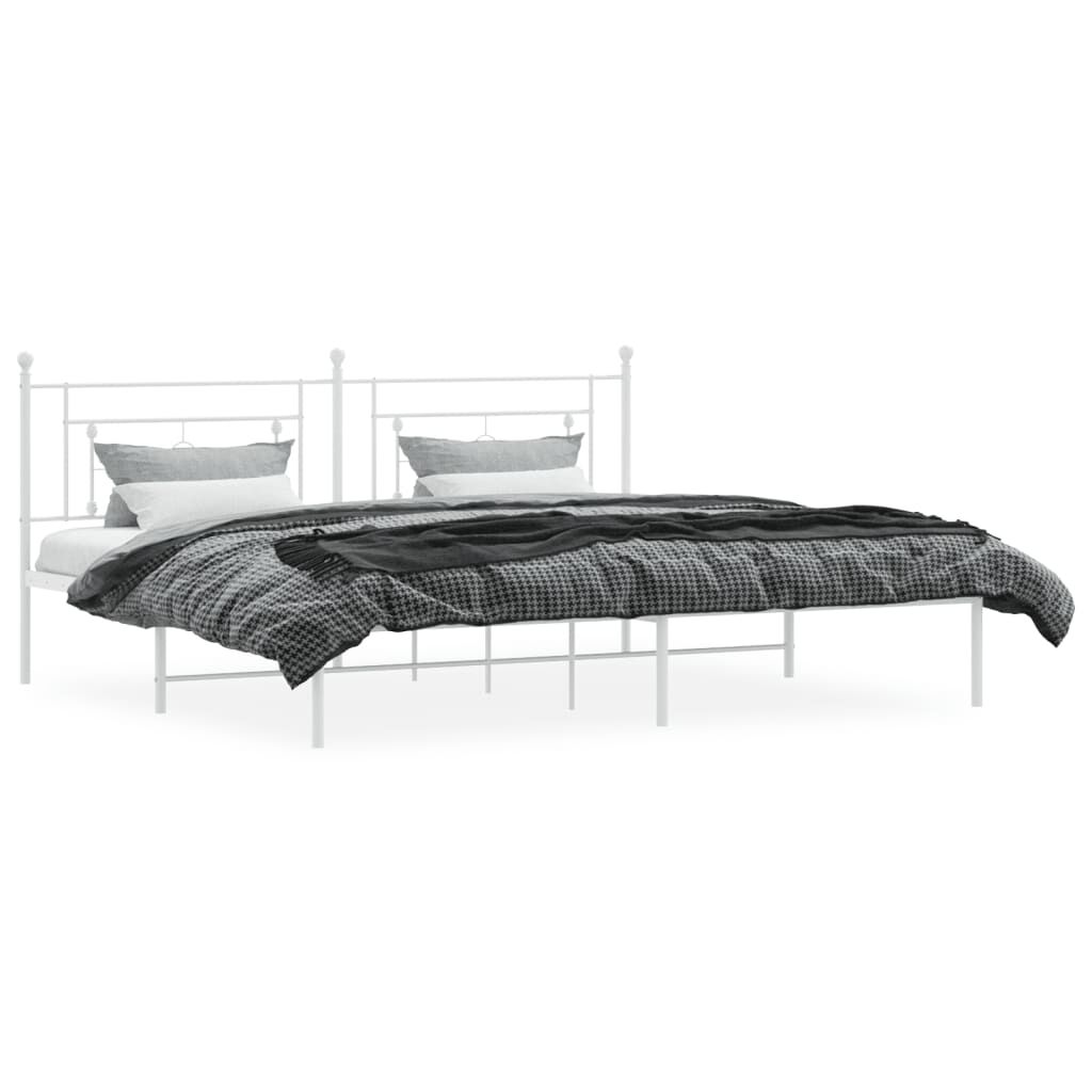 vidaXL Metal Bed Frame without Mattress with Headboard White 193x203cm