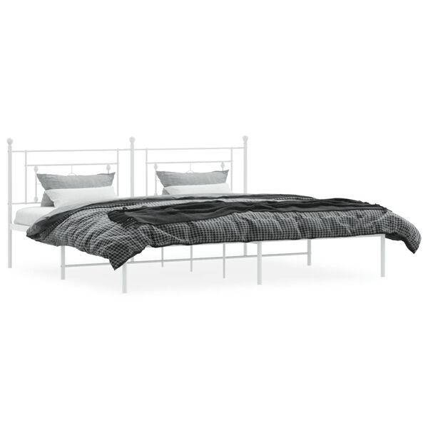 vidaXL Metal Bed Frame without Mattress with Headboard White 193x203cm