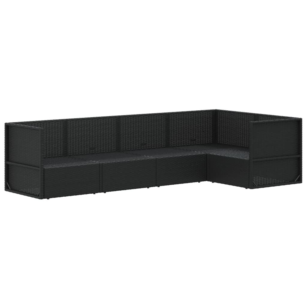 vidaXL 5 Piece Garden Lounge Set with Cushions Black Poly Rattan