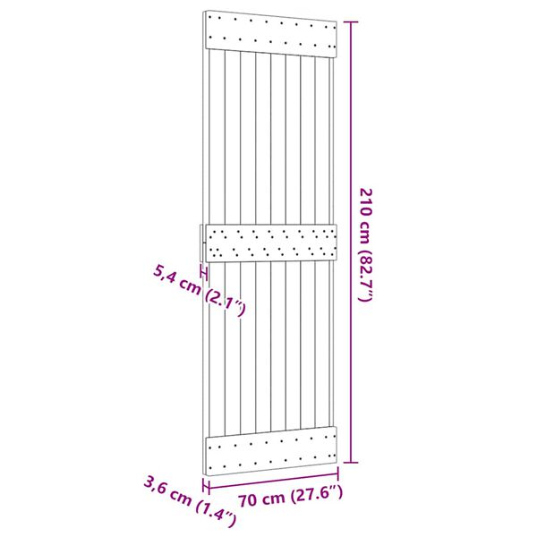 vidaXL Door NARVIK 70x210 cm Solid Wood Pine