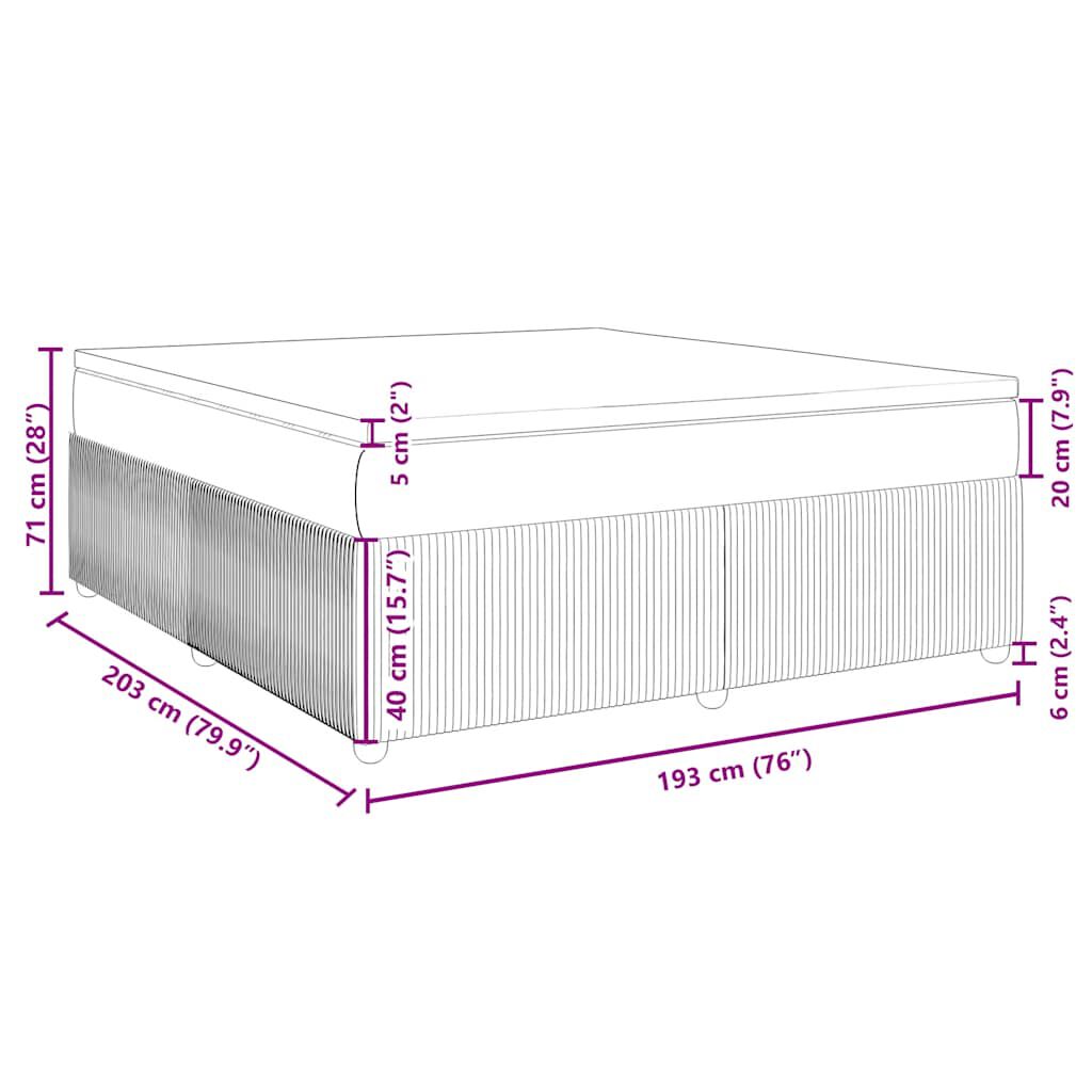vidaXL Box Spring Bed with Mattress Dark Grey King Fabric