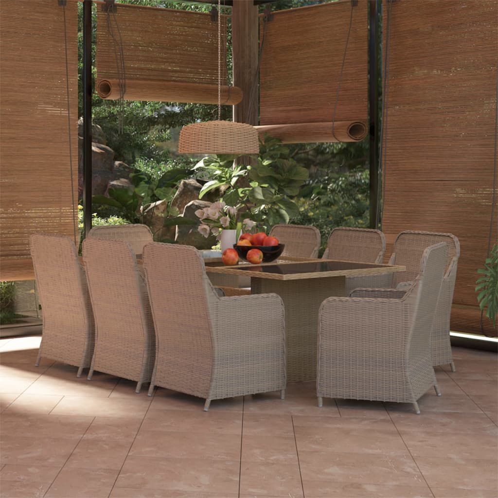 vidaXL 7 Piece Garden Dining Set Poly Rattan Black