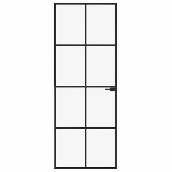 vidaXL Interior Door Black 76x201.5 cm Tempered Glass&Aluminium