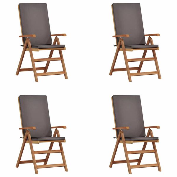 vidaXL Garden Chair 4 pcs Brown and Grey 57 x 71.5 x 104 cm
