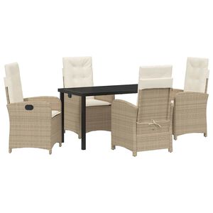 vidaXL Garden Dining Set with Cushion 5 pcs Beige Poly Rattan