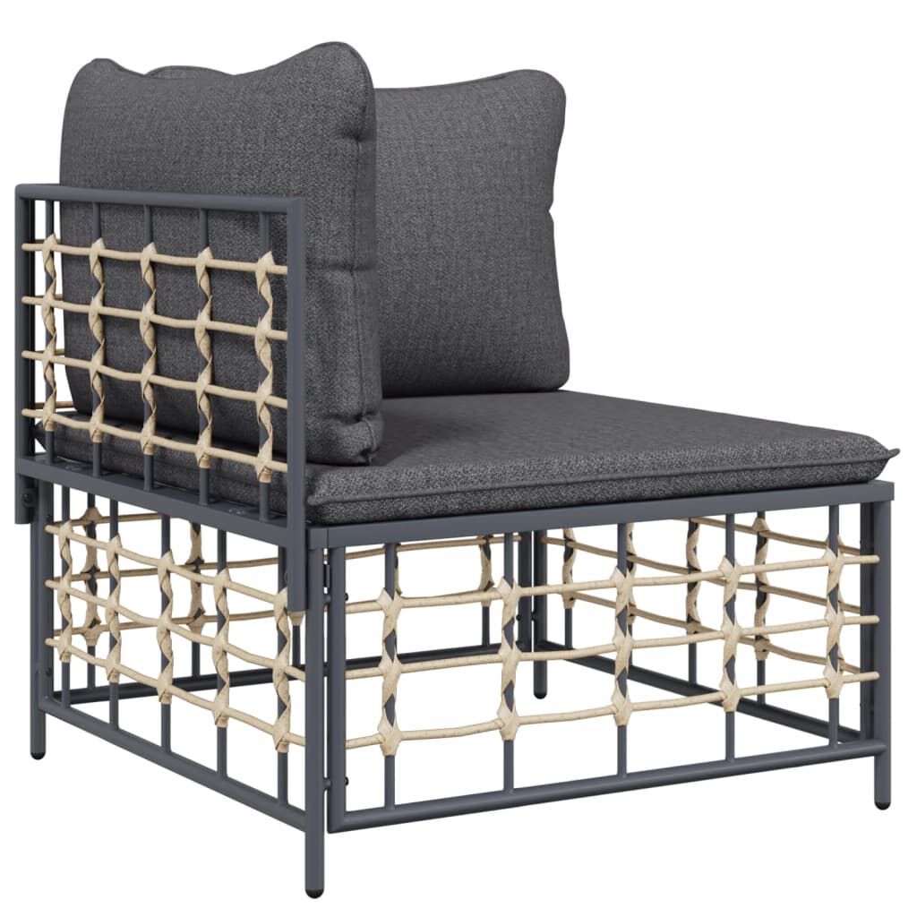 vidaXL 5 Piece Garden Lounge Set with Cushions Anthracite Poly Rattan