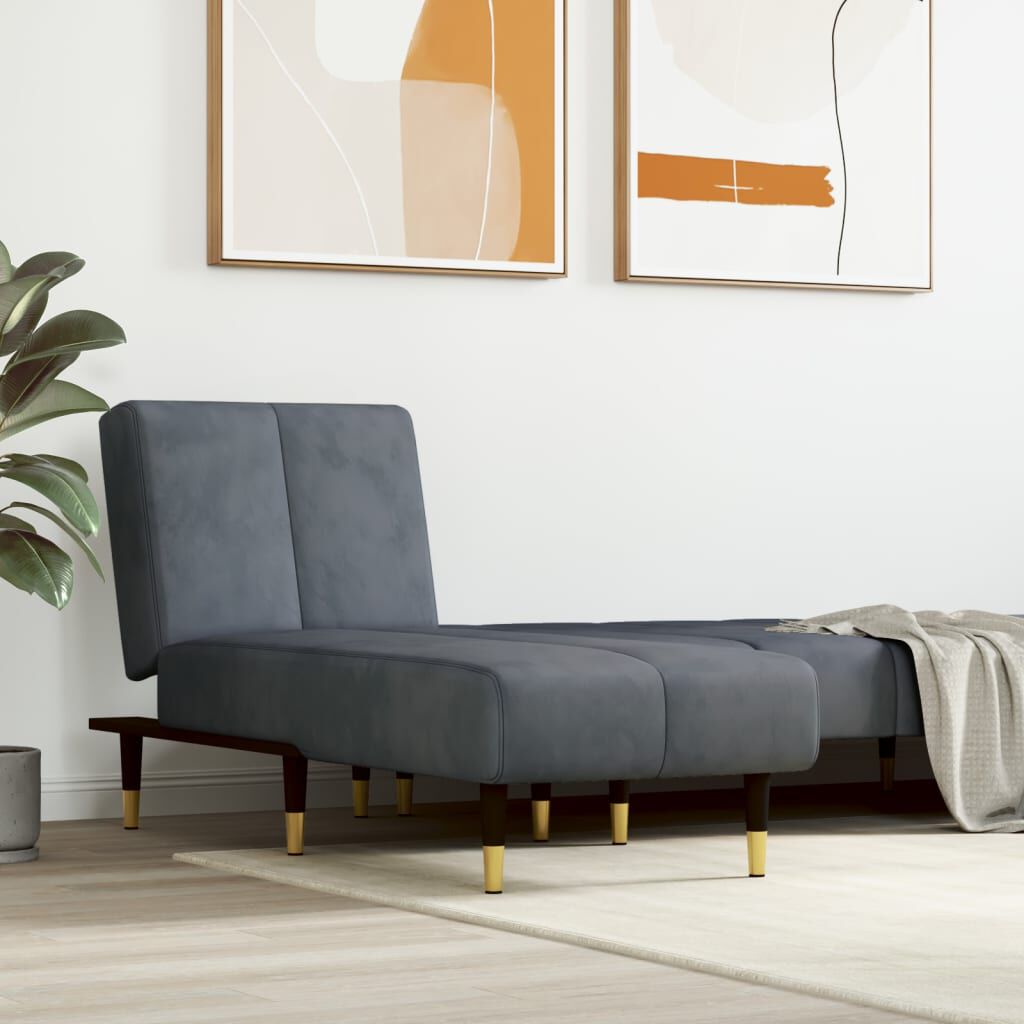 vidaXL Chaise Longue Dark Grey Velvet