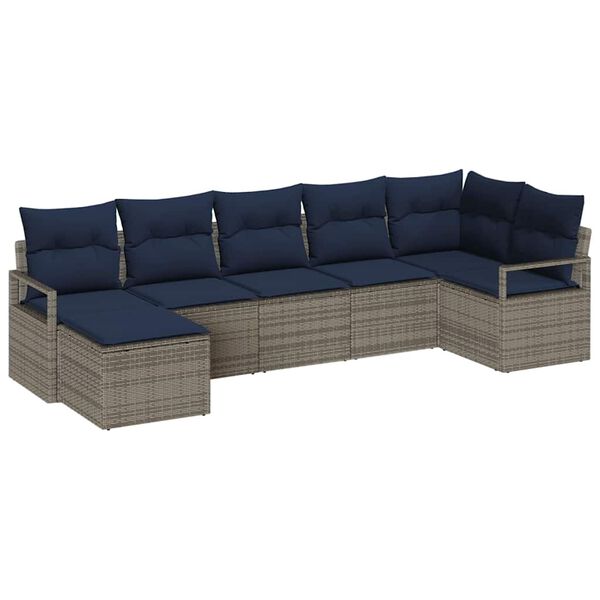 vidaXL Sofa Set 7 pcs Grey Poly Rattan