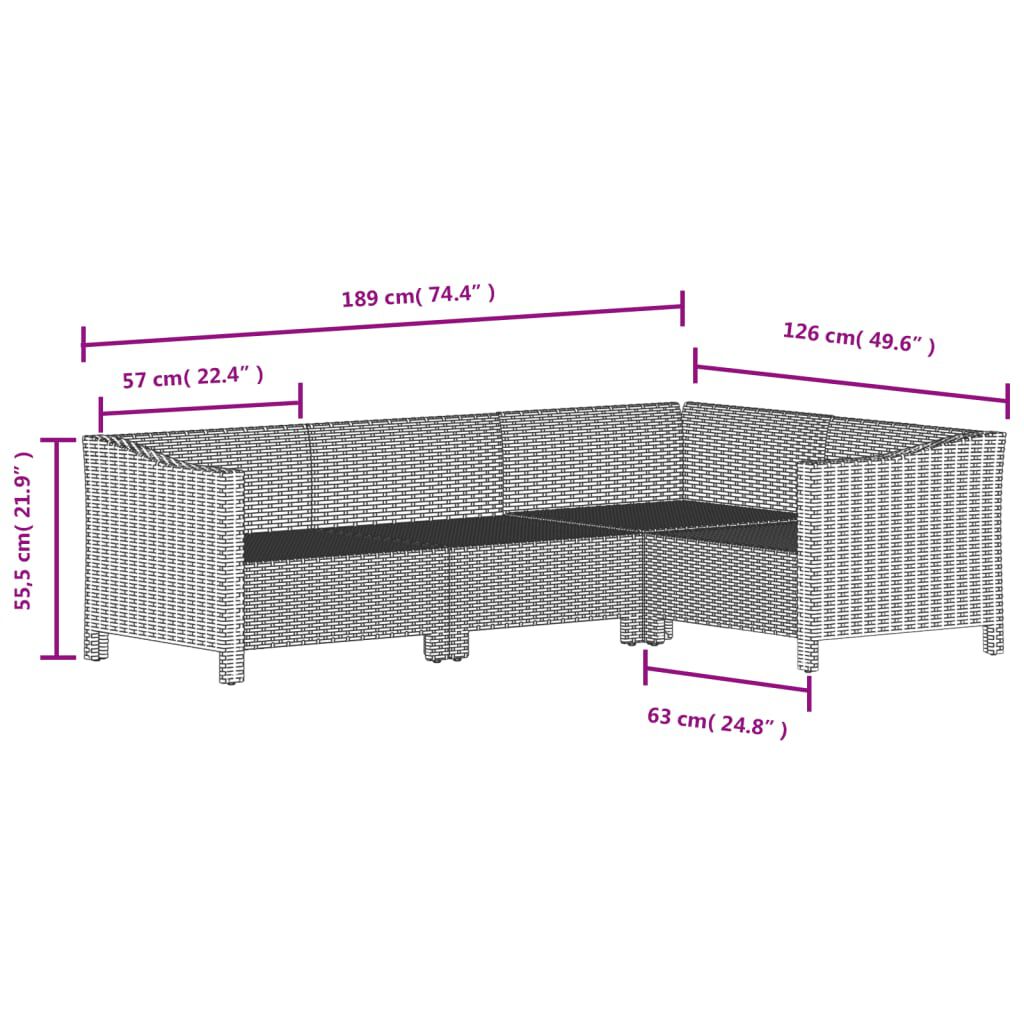 vidaXL 6 Piece Garden Lounge Set with Cushions Grey Poly Rattan
