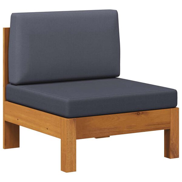 vidaXL Middle Sofa with Dark Grey Cushions Solid Acacia Wood