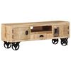 vidaXL TV Cabinet with Wheels 110x30x37 cm Rough Mango Wood