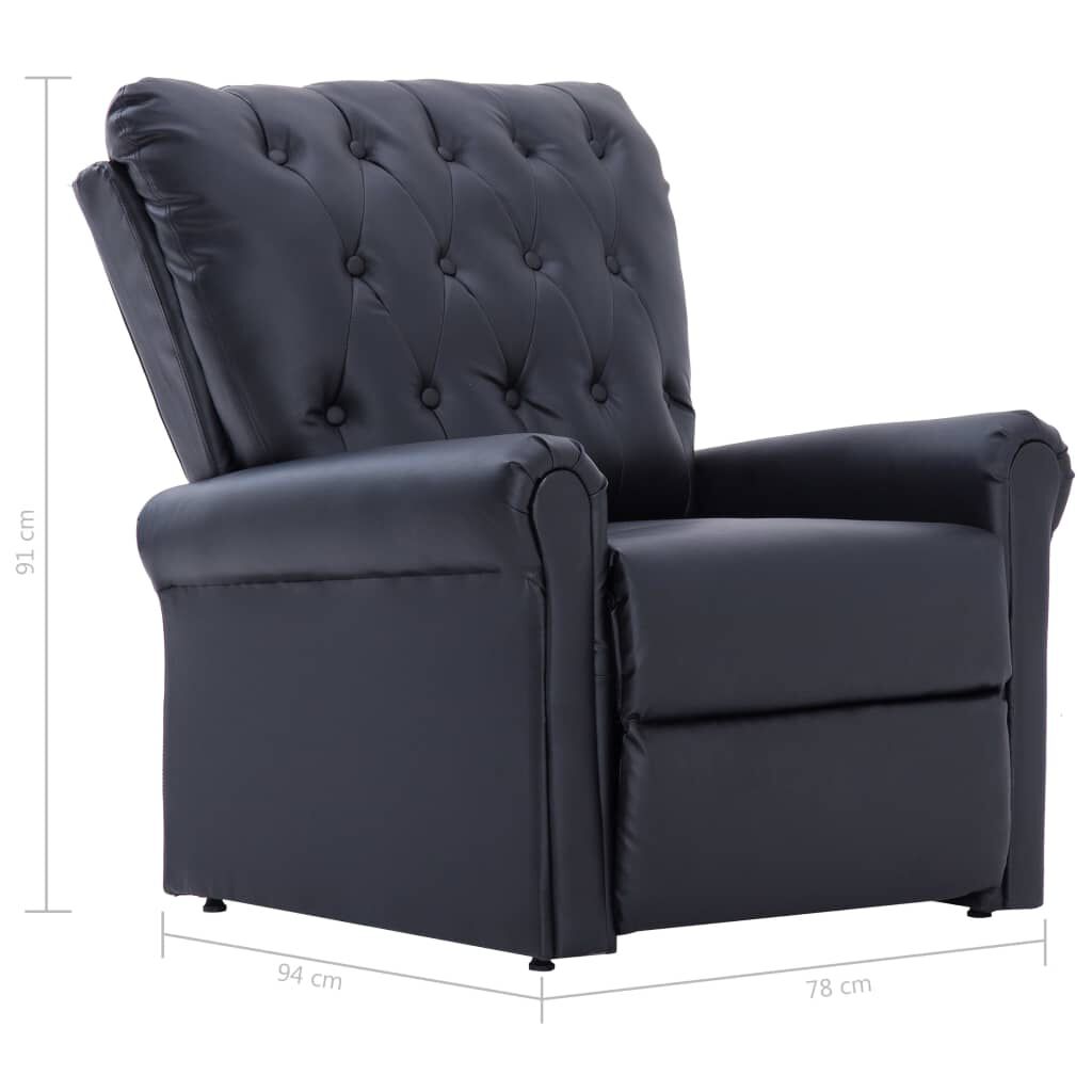 vidaXL Reclining Chair Black Faux Leather