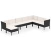 vidaXL 8 Piece Garden Lounge Set with Cushions Poly Rattan Black