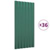 vidaXL Roof Panels 36 pcs Galvanised Steel Green 80x36 cm