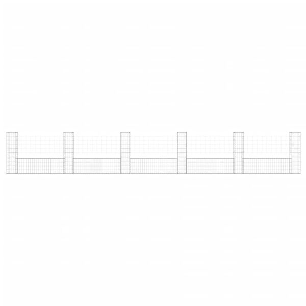 vidaXL U-shape Gabion Basket with 6 Posts Iron 620x20x100 cm
