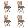 vidaXL 5 Piece Folding Outdoor Dining Set with Cushions Bamboo