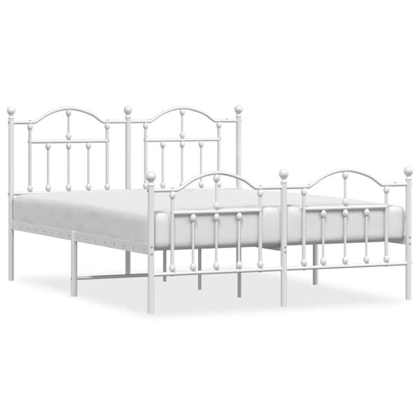 vidaXL Metal Bed Frame without Mattress with Footboard White 150x200cm