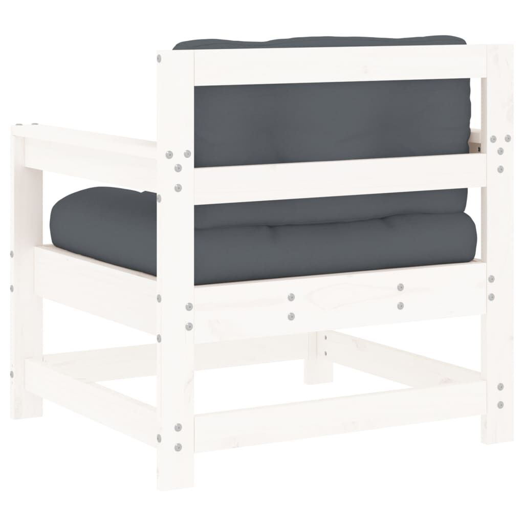 vidaXL Garden Chairs with Cushions 2 pcs White Solid Wood Pine