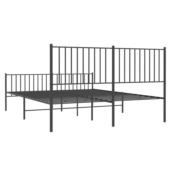 vidaXL Metal Bed Frame without Mattress with Footboard Black 150x200cm