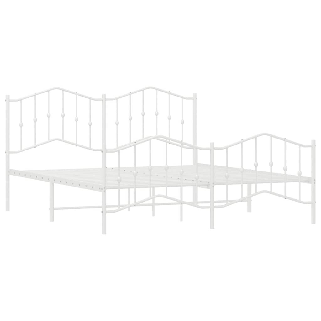 vidaXL Metal Bed Frame without Mattress with Footboard White 183x213cm