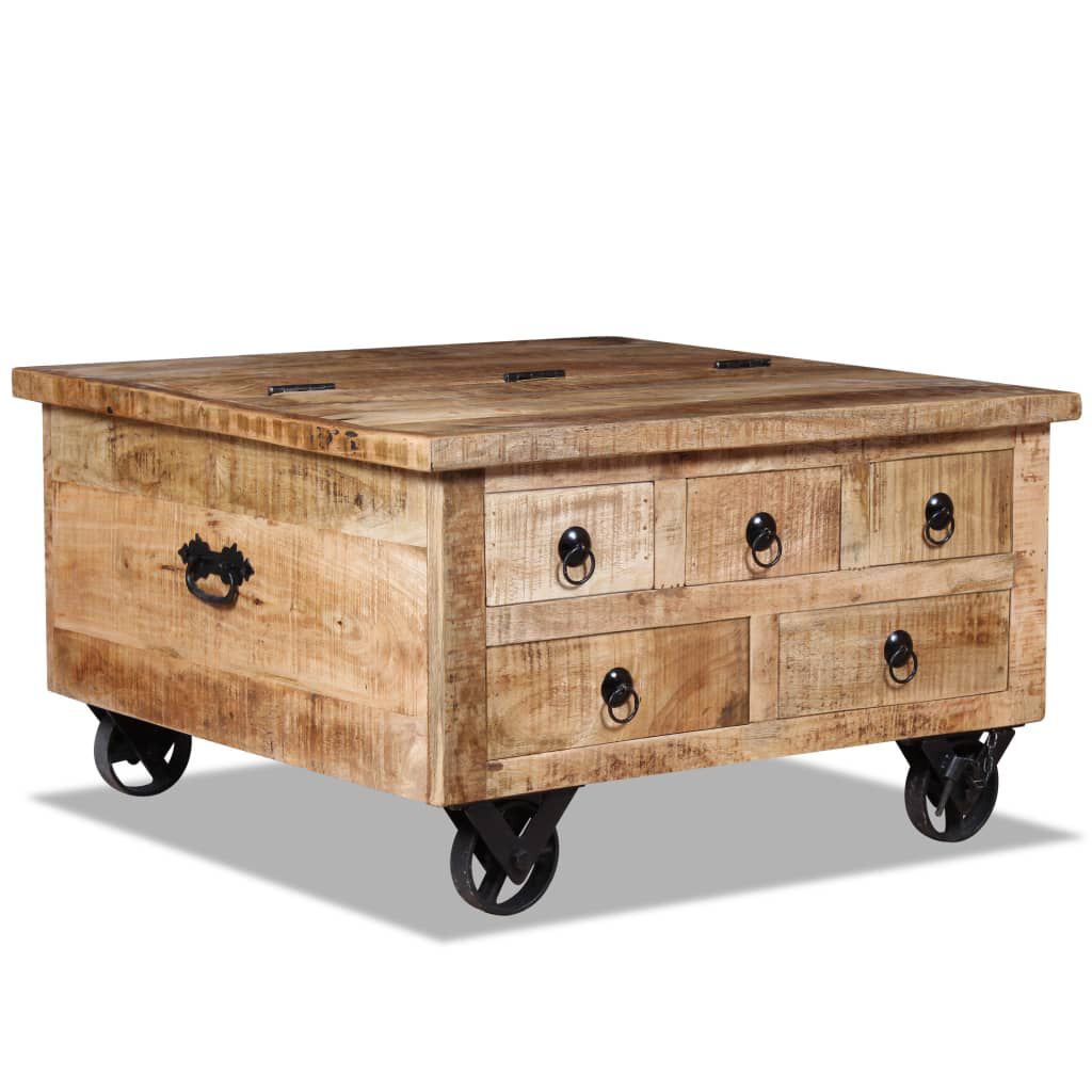 vidaXL Coffee Table Rough Mango Wood 70x70x40 cm
