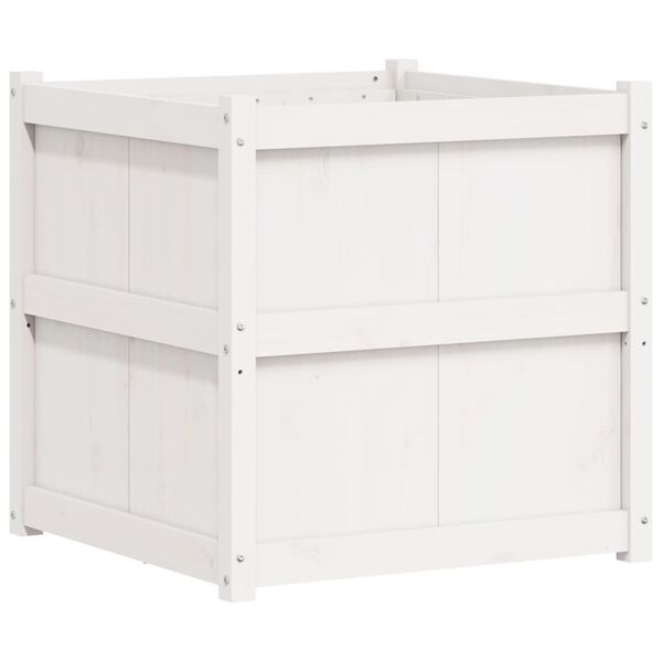 vidaXL Garden Planter White 70x70x70 cm Solid Wood Pine