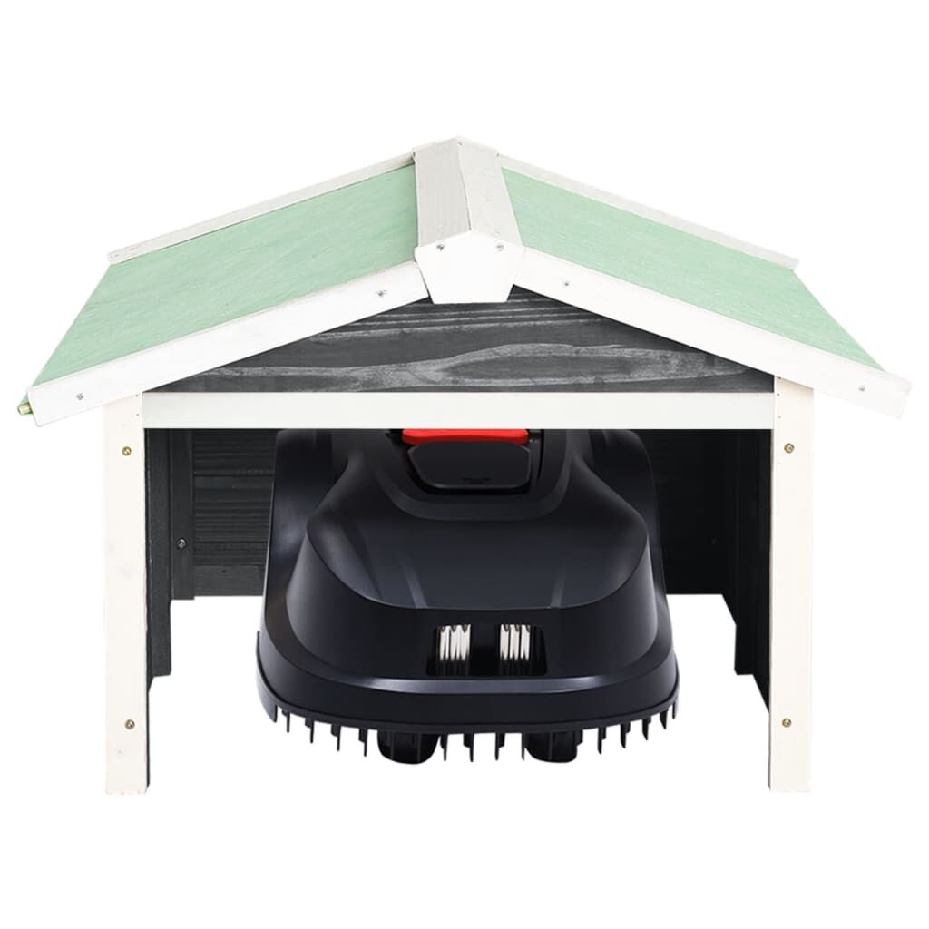 vidaXL Robotic Lawn Mower Garage 72x87x50 cm Grey and White Firwood
