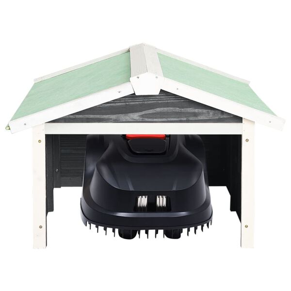 vidaXL Robotic Lawn Mower Garage 72x87x50 cm Grey and White Firwood