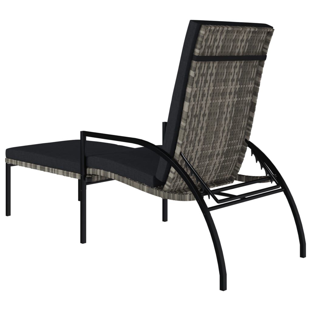 vidaXL Sun Lounger with Footrest PE Rattan Grey