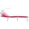 vidaXL Folding Sun Lounger with Canopy Steel and Fabric Red