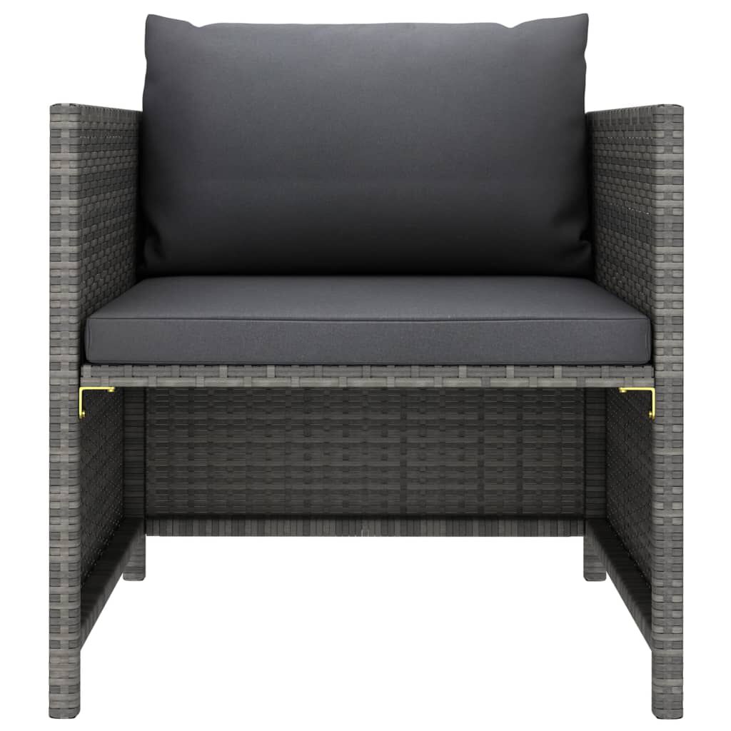 vidaXL 5 Piece Garden Lounge Set with Cushions Poly Rattan Grey