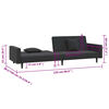 vidaXL 2-Seater Sofa Bed with Two Pillows Black Velvet