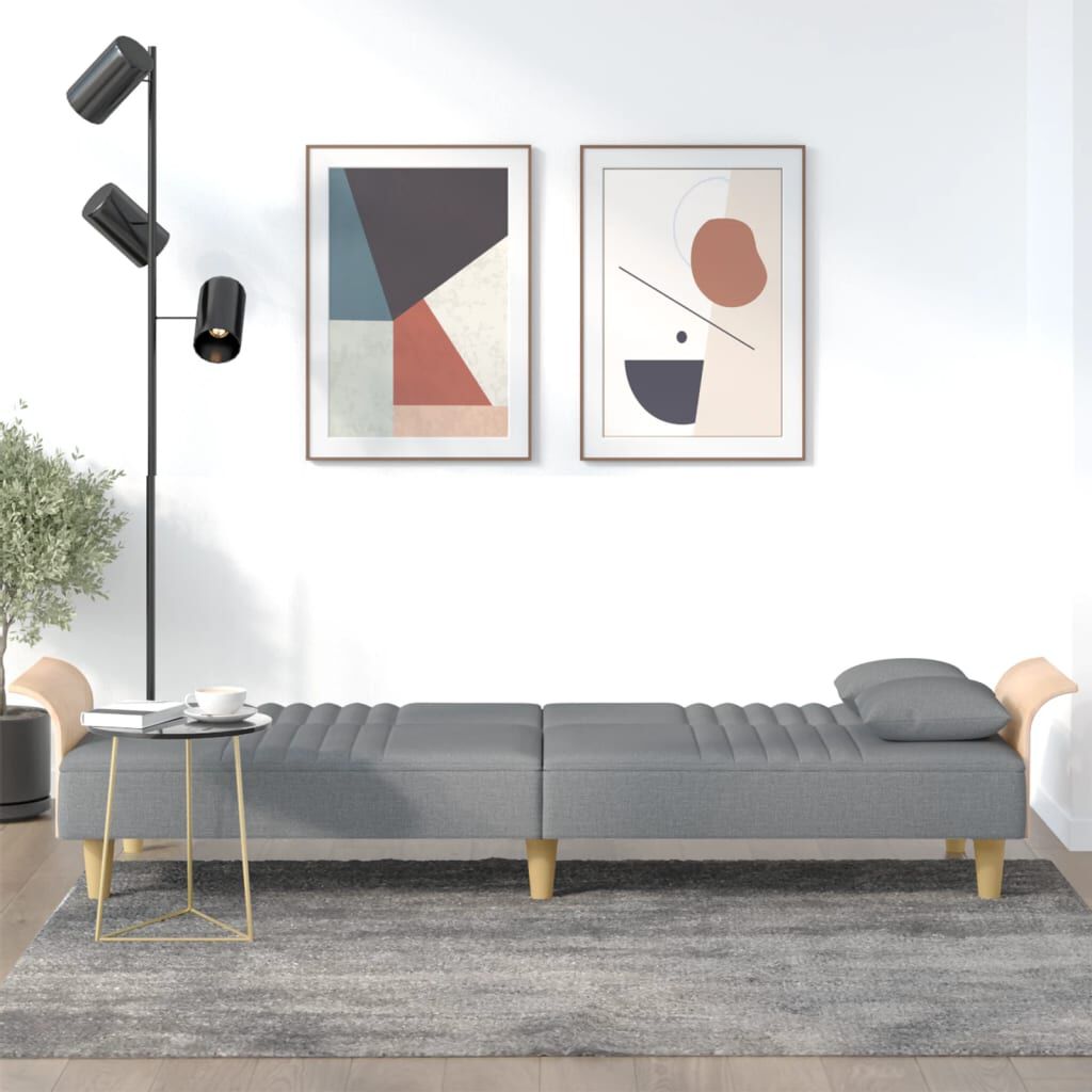 vidaXL Sofa Bed with Armrests Light Grey Fabric