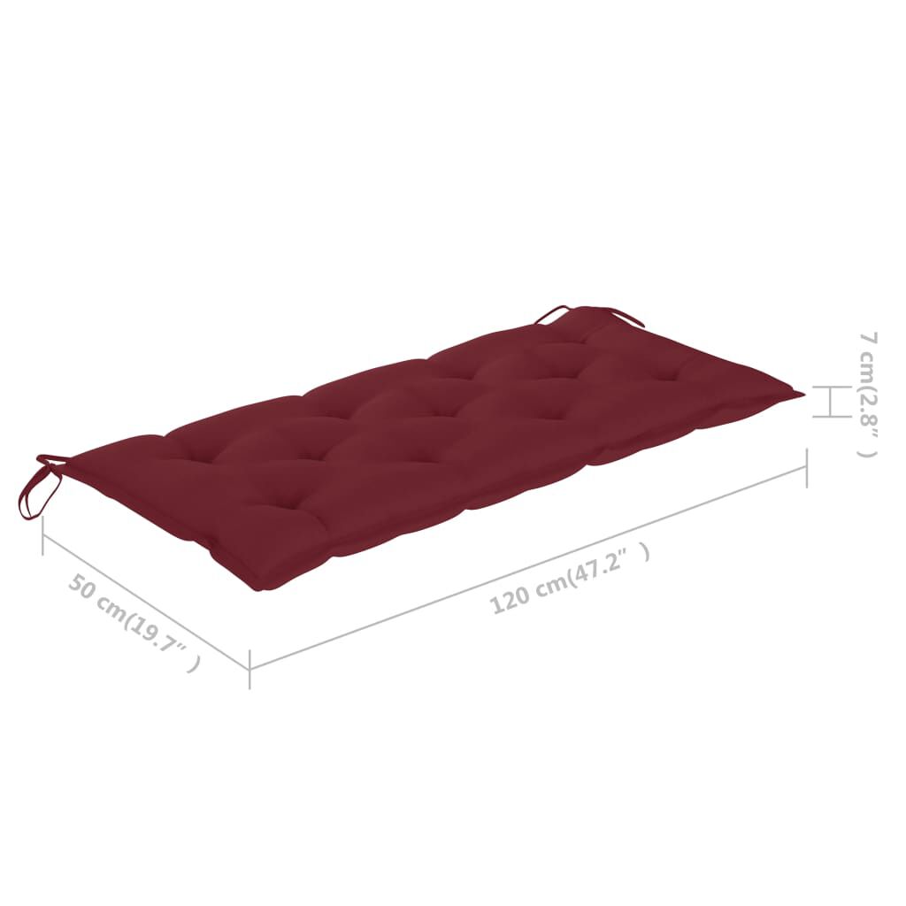 vidaXL Garden Bench with Cushion 120 cm Solid Acacia Wood