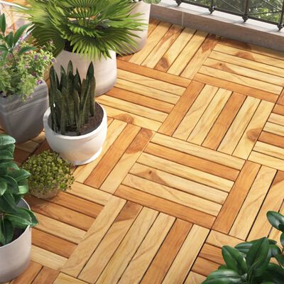 vidaXL Decking Tiles 20 pcs 30x30 cm Solid Wood Teak Vertical Pattern