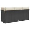 vidaXL Garden Sofa with Cushions 3-Seater Black Poly Rattan