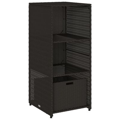 vidaXL Garden Storage Cabinet Black 50x55x115 cm Poly Rattan