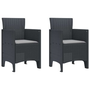 vidaXL Garden Chair 2 pcs Anthracite 53 x 49 x 85 cm PP