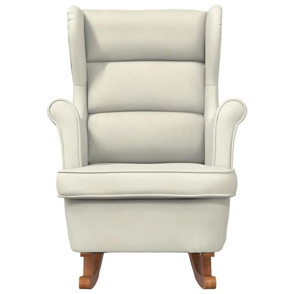 vidaXL Rocking Chair Wingback Cream Velvet and Solid Wood