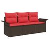 vidaXL Garden Sofa Set 3 pcs Brown 196 x 62 x 85cm Poly Rattan