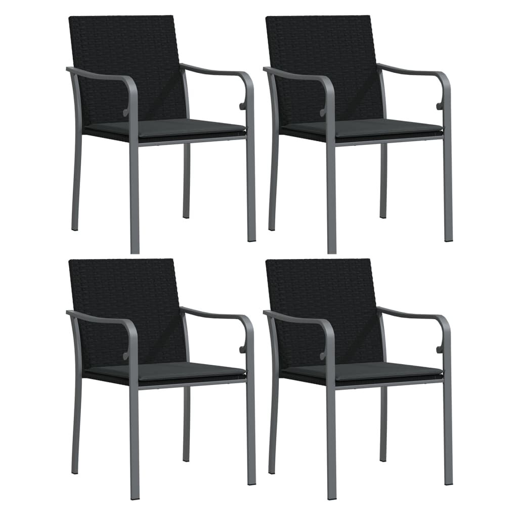 vidaXL 5 Piece Garden Dining Set with Cushions Poly Rattan and Steel