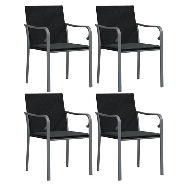 vidaXL 5 Piece Garden Dining Set with Cushions Poly Rattan and Steel
