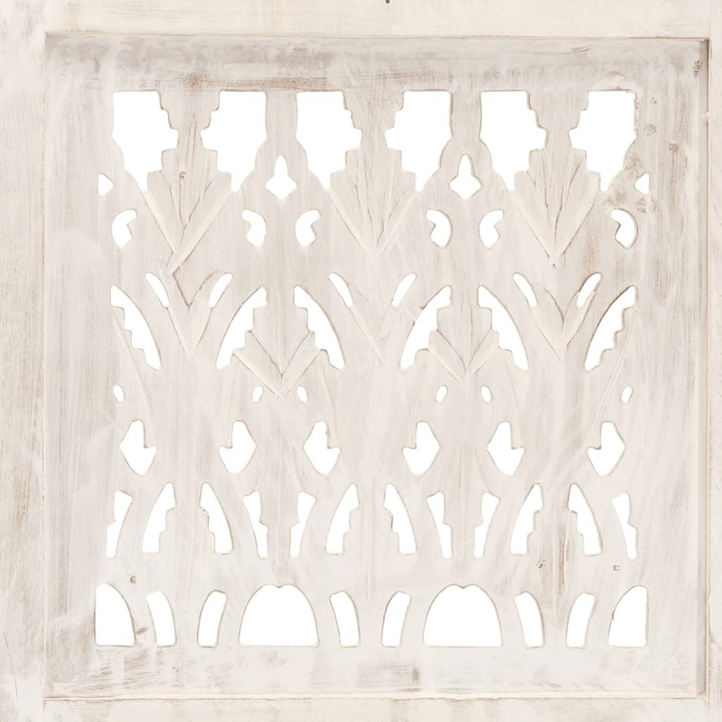 vidaXL Hand carved 5-Panel Room Divider White 200x165 cm Solid Mango Wood