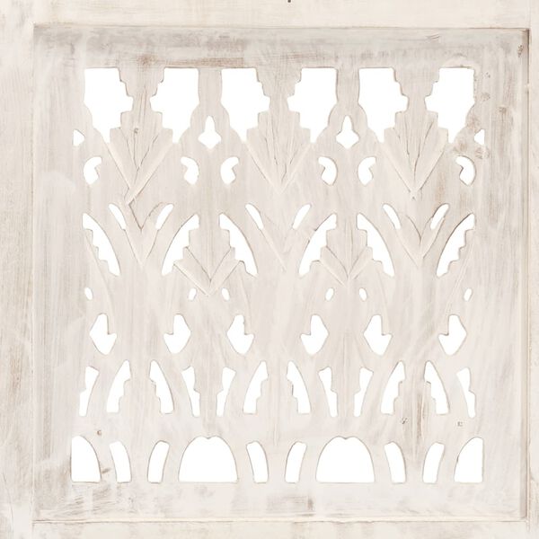 vidaXL Hand carved 5-Panel Room Divider White 200x165 cm Solid Mango Wood
