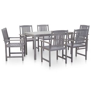 vidaXL 7 Piece Outdoor Dining Set Grey Wash Solid Acacia Wood