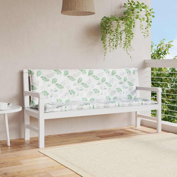 vidaXL Garden Bench Cushions 2 pcs Leaf Pattern 150x50x7 cm Fabric