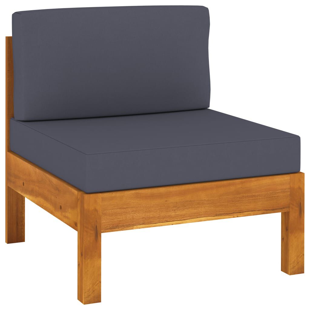 vidaXL 4-Seater Garden Sofa with Dark Grey Cushions Acacia Wood